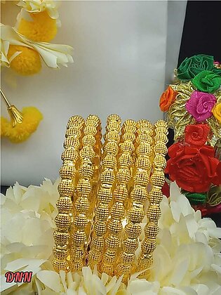Gold Plated Alloy Bangles For Girls And Bridal (6 Pieces)