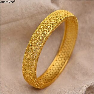 Fine Quality Dubai Style 24k Gold Plated Bangles For Women - Free Size.