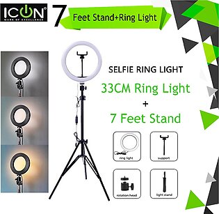 13" / 33cm Ring Light With Phone Holder & 3 Shades of Colours Only Ring light For Video Making Selfie Ring Light Photography Dimmable Makeup 26cm Ring Light Video Live 12w 5500k LED Fill Ring Lamp with Phone Holder USB Plug