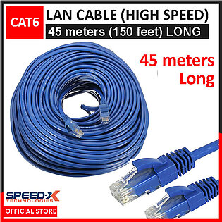Speedx Lan Cable 45 Meters (150 Feet) Cat 6 Ethernet Cable Fixed Connectors Internet Wire