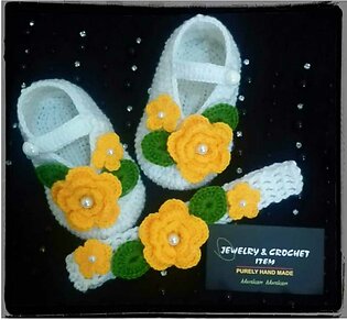 Crochet Shoes And Headband For Baby Girls / Babies Shoes Hairband Set / Babies Booties /boots