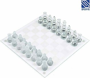 Glass Chess Elegant Set Checker Board Crystal Clear - Small