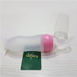 Baby Silicone Spoon Feeder Bottle In Pink Color