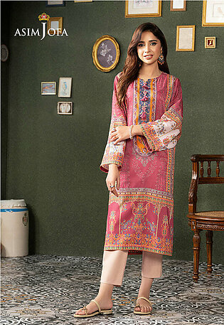 Asim Jofa Pink Lawn Silk 1 Piece Stitched Kurti For Women Ajod-06