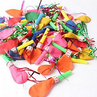 Balloon Whistle Children Toy Horn Balloons For Wedding Birthday Party (mixed Colors)