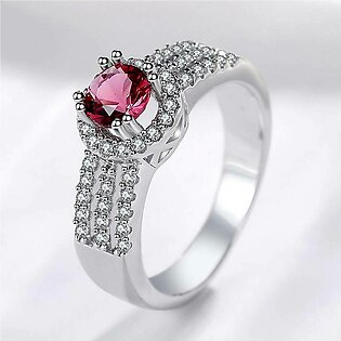 Fashion Ss Wedding Engagement Collection Platinum Plating Luxury Red Stone Zircon Rings For Girls & Women - Xeyjz343