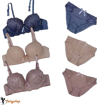 Fairyshop Push-up And Double Padded Bra And Panty Set - D6n