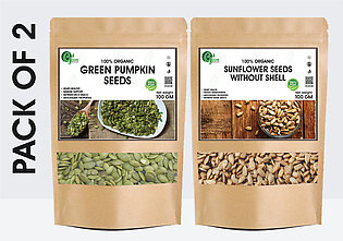 Bundle Of 2 Green Pumpkin Seeds Without Shell | Kadu K Beej + Sunflower Seeds Without Shell For Eating | Sun Flower Seed