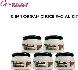 Glamorous Face Organic Rice Facial Kit 5 In 1 Glowing Repair Kit Polish The Skin , Removing Dead Cells , All Types Of Skin Cleanser , Massage , Scrub , Polish , Mask