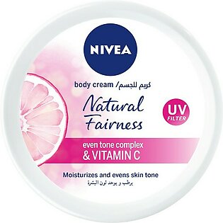 NIVEA Natural Fairness Body Cream, Even Tone Complex & Vitamin C, All Skin Types, Jar 200ml