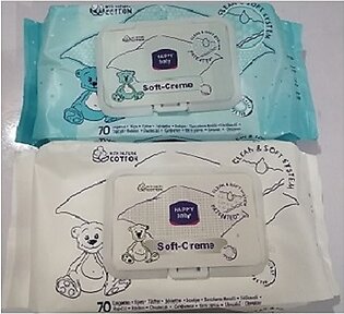 Soft Cream Baby Wipes (2 Packs) (70 Wet Cotton Sheets)