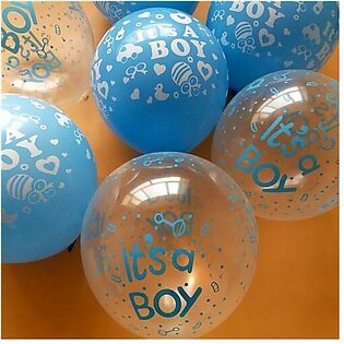 10 Pieces Pack - It Is A Boy / Baby Boy Latex Balloons Thick & Transparent for Baby Shower Party Decoration Blue Colors