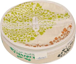Round Roti Cane Box In Printed Cotton