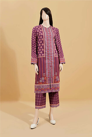 Saya Printed Unstitched Fabric Lawn 2 Piece (shirt / Trouser) For Woman And Girls - Purple - Design Code: Wu2p-3118