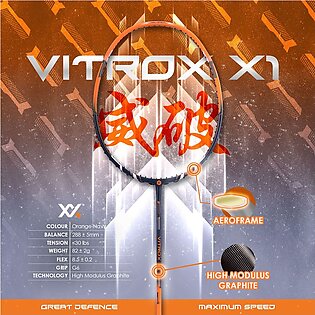 Maxx Badminton Racket Vitrox X1 (free String + Grip + Digital Machine Gutting)