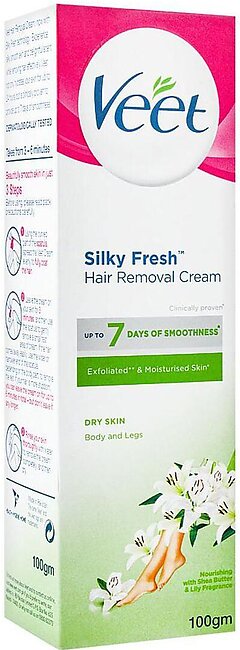 Veet Silky Fresh Hair Removal Lotion For Dry Skin With Shea Butter And Lily Fragrance 100gm