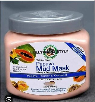 White Glow Papaya, Honey, Oatmeal Mud Mask Professional Spa & Saloon Formula Extra Thick Good For All Skin Type
