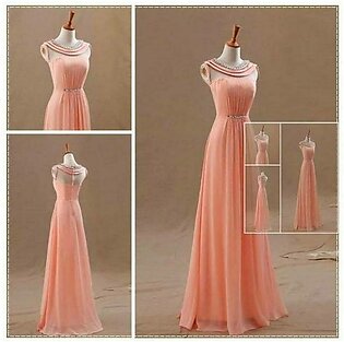 Peach - Chiffon Maxi Dress For Women