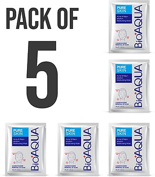 Bioaqua Skin Care Products - Pack Of 5 Pureskin Acne & Rejuvenation Sheet Mask And Moisturizing No. Bqy0733