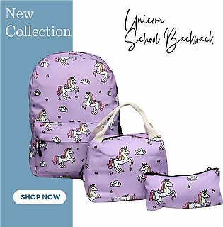 Unicorn School Backpack/lunch Bag/pencil Case 3pcs/set Gifts For Girls Kids' Backpack