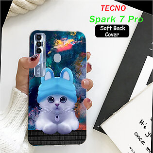 Tecno Spark 7 Pro Back Case - Cat Soft Case Cover