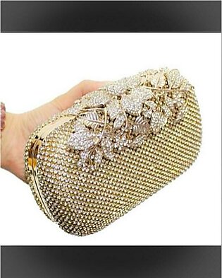 Dull Gold Brooche Wedding/party Clutch