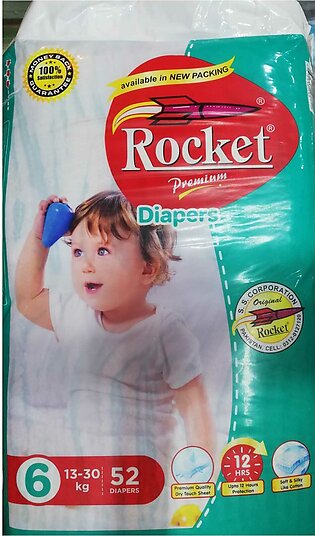 Rocket Premium Diapers Size-6no-xxl - 13-30kg (52 Pcs Pack)