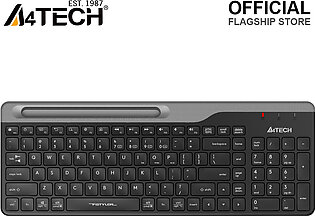 A4tech Fbk25 - Bluetooth & 2.4g Wireless Keyboard - Multi Device - Slim & Sleek - Pairs Upto 4 Devices - Smartphone Holder - Extra Color Plates - For Pc/laptop/smartphone/tablet/smart Tv