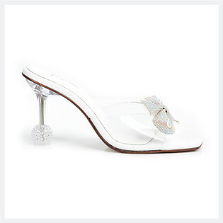 Elegancia Marigold- Women's Transparent Bow Heels