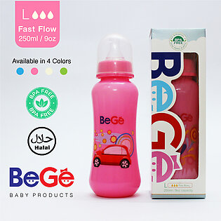 BeGe Baby Feeder Large 250ml / 9oz Feeding Bottle PP - Girl Feeder Boy Feeder - Colored Body - BPA FREE