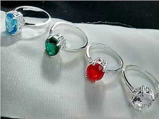 1PCs HIGH QUALITY PLATINUM PLATED different stone Ring , stone color (red, blue, green)