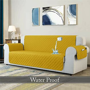 Cotton Passion Waterproof Ultrasonic Quilted Sofa Cover Mustard