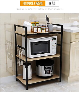 Wrought Iron Microwave Oven Rack With Wooden Top