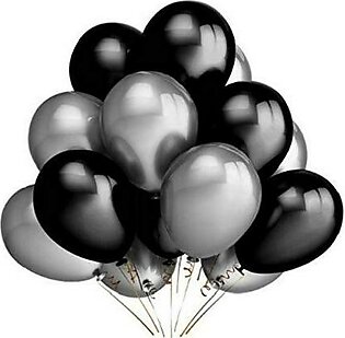 Silver & Black Latex Balloons Pack