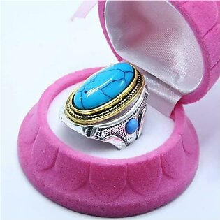 Turkish Blue Feroza Stone Ring For Boys