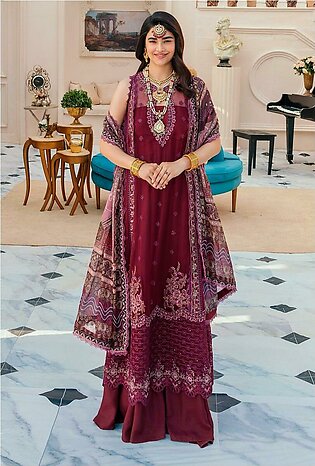 Noor By Saadia Asad - Chiffon 3 Piece Women Unstitched Fall Collection-chifnlsrkri22-d6-marlet