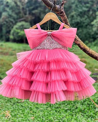 Beautiful Fancy Net Frock For Baby Girls In Multicolor From 1 To 10years