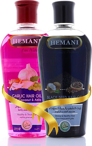 Hemani Pack Of 2 Hair Oil 200Ml (Blackseed,Garlic)