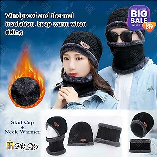 Winter Knitted Cap & Neck Warmer for Men / Women Fashion Warm knit set Snow Proof Cap+Scarf Gift City