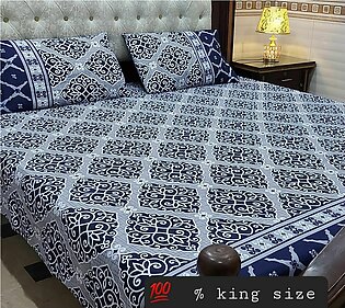 Crystal Cotton Bed Sheet King Size 3piece Set