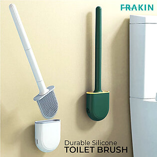 FRAKIN Silicone toilet brush with stand creative deep cleaning brush flexible bristles household products wall-mounted