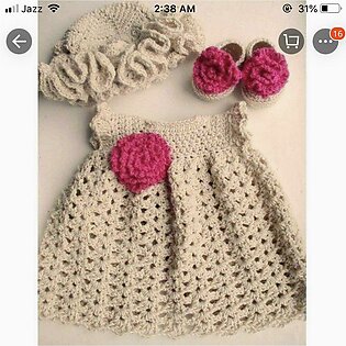 Woolen Baby Frock, Crochet Frock Full Set