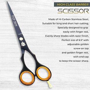Professional Barber Salon Scissor 6.5'' Black/Gold - Hairdressing Shears made of steel