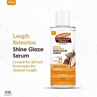 Palmers - Cocoa Buttar & Bio Tin Length Retention Shine Glaze Serum Color Safe 100 Ml