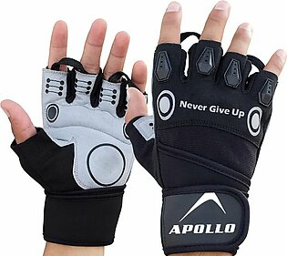 Apollo Weight Lifting Gym Training Gloves Fingerless Gym Gloves For Sports And Cycling With Wrist Wrap For Safety