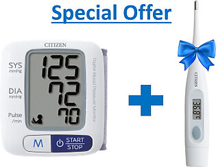 Ch 650 - Digital Blood Pressure Monitor - White - Citizen + Thermometer Cta 302