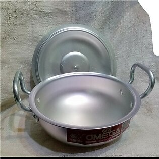 SIlver Karahi OMEGA  Kitchen ware cooking  With Silver Lid Silver handel