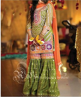 Designers Party Wear Collection Perfect for Mehandi and mayo dress BRIDAL WALIMA SHADI DRESS FOR GIRLS AND WOMEN  balochi sindhi punjabi pathani