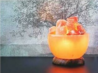 Multi Color Chaning Usb Fire Bowl With Chunks Shape Himalayan Salt Lamp For Home