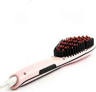 Hqt906 - Digital Hair Straightner Brush - Pink